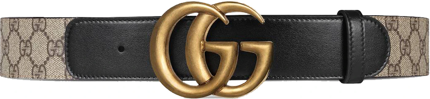 Gucci GG Belt Double G Buckle 1.5 Width Black in Supreme Canvas with ...