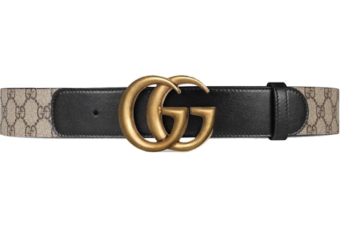 Gucci GG Belt Double G Buckle Width Black in Supreme Canvas