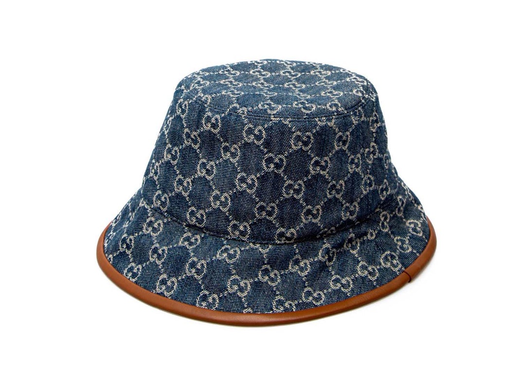 Pre-owned Gucci Gg Bucket Hat Blue/brown