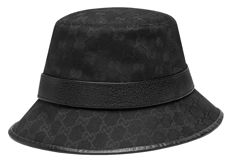 Gucci GG Canvas Bucket Hat with Double G Black in Canvas with