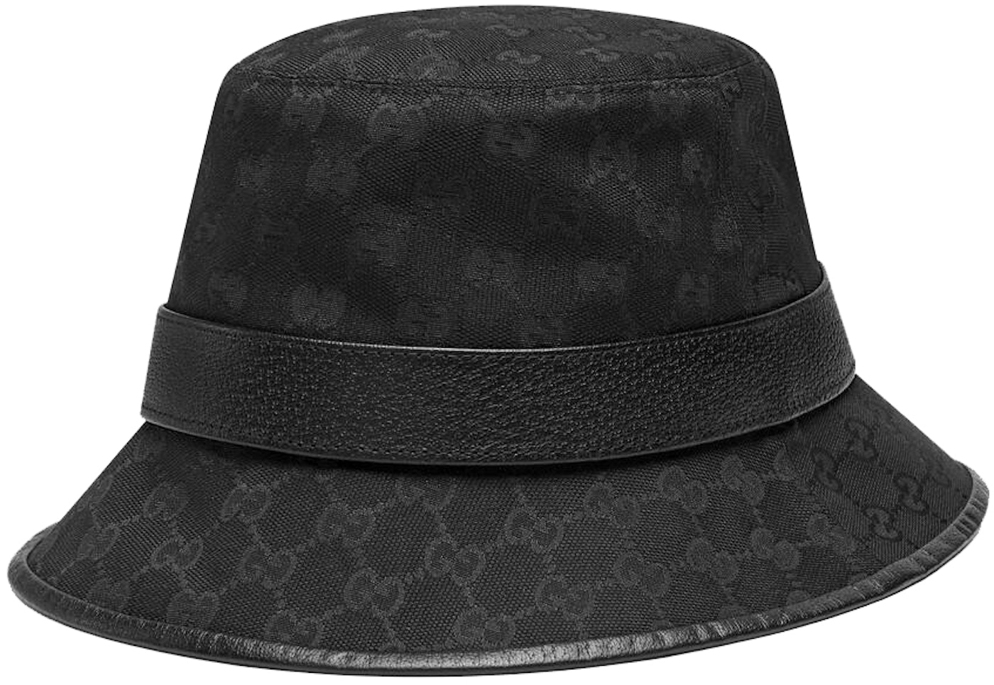 Gucci GG Canvas Bucket Hat with Double G Black in Canvas with Antique ...