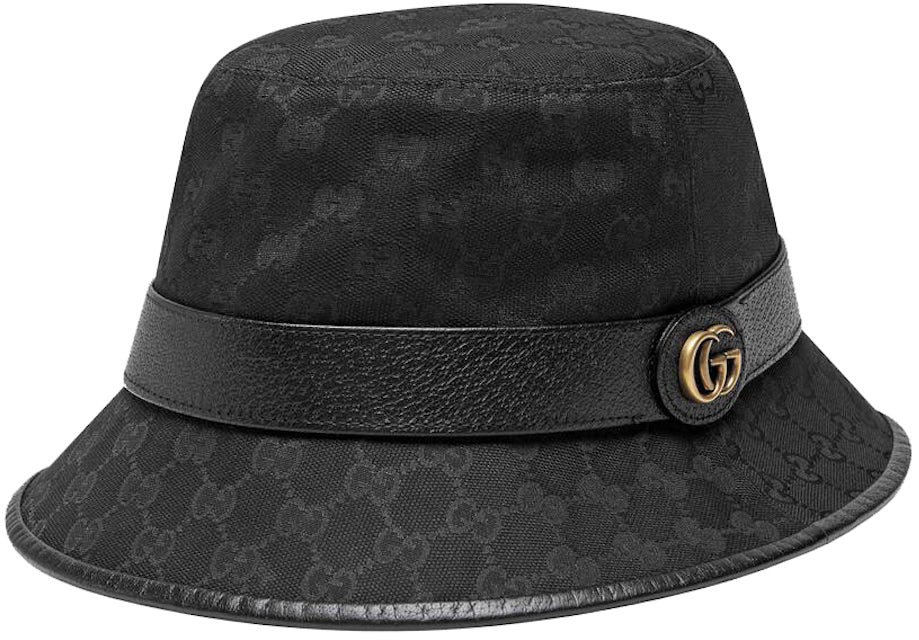 Gucci GG Canvas Bucket Hat with Double G Black in Canvas with Antique  Gold-tone - US