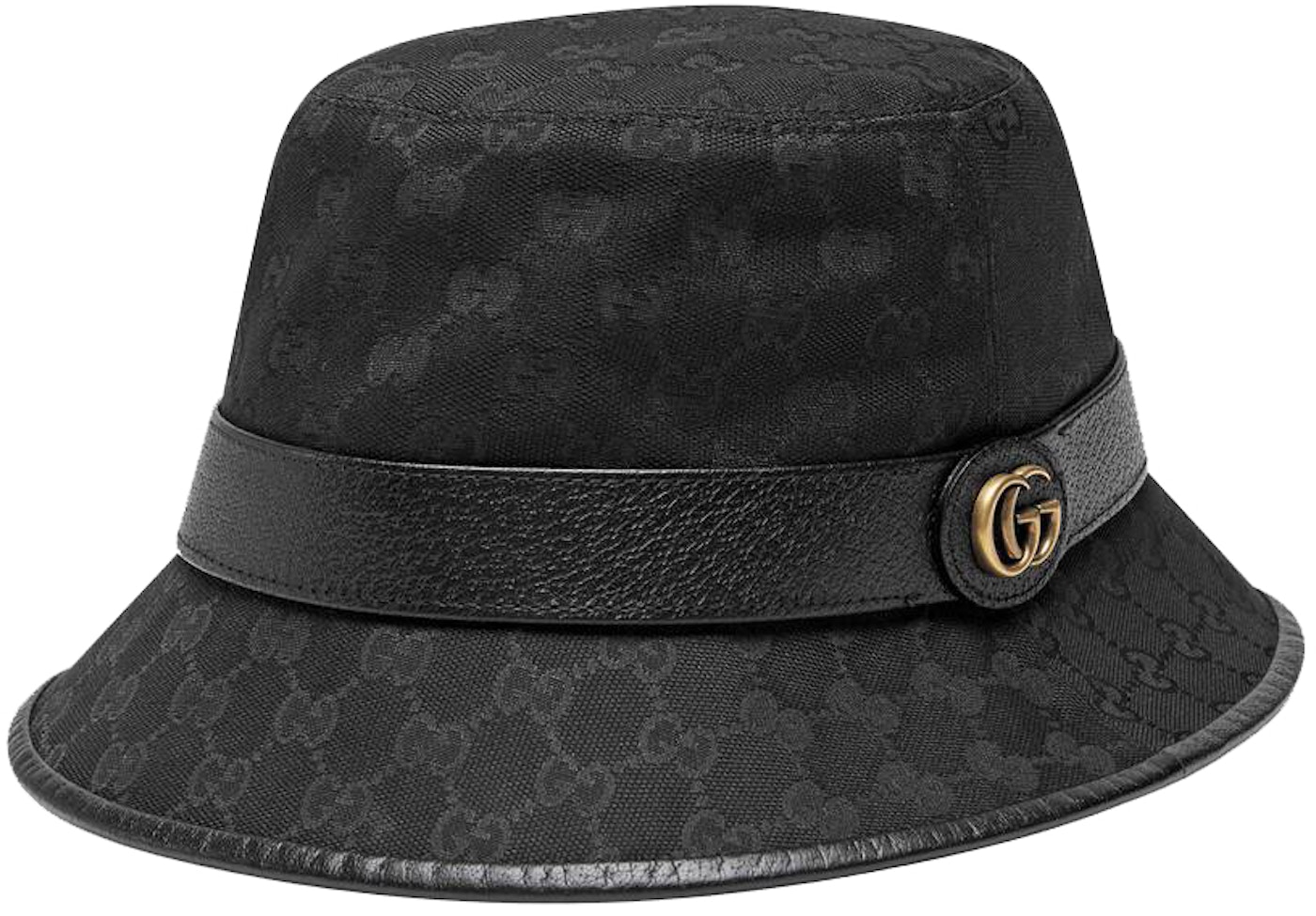 Gucci GG Canvas Bucket Hat with G Black with Antique Gold-tone