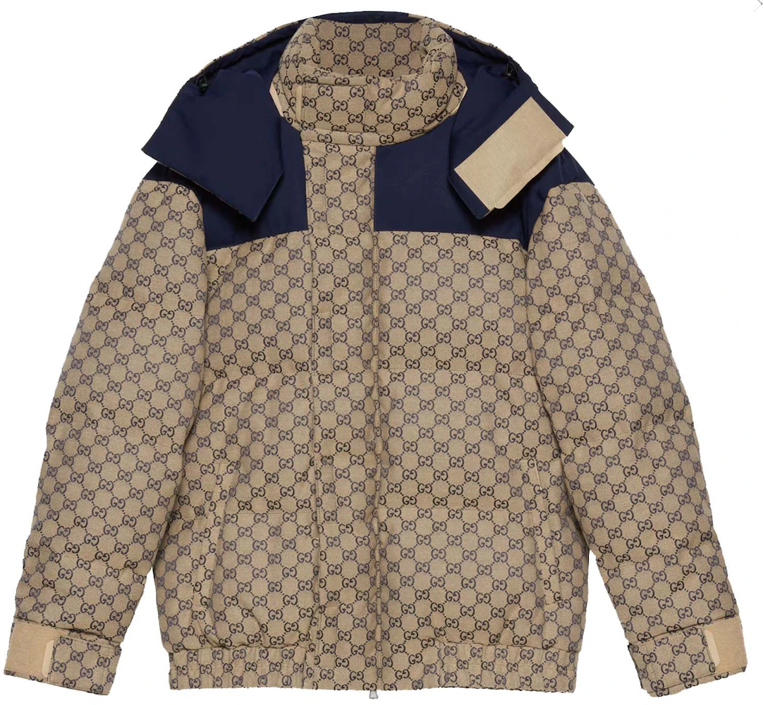 Gucci GG Jacquard Fleece Hooded Jacket in Blue for Men