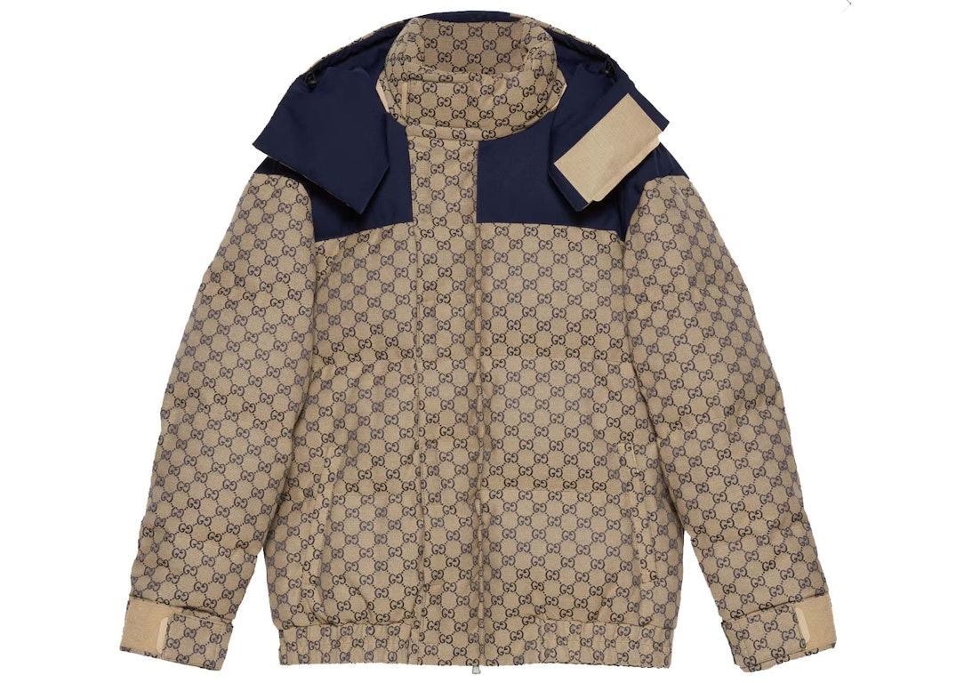 Pre-owned Gucci Gg Canvas Goose Down Jacket Blue