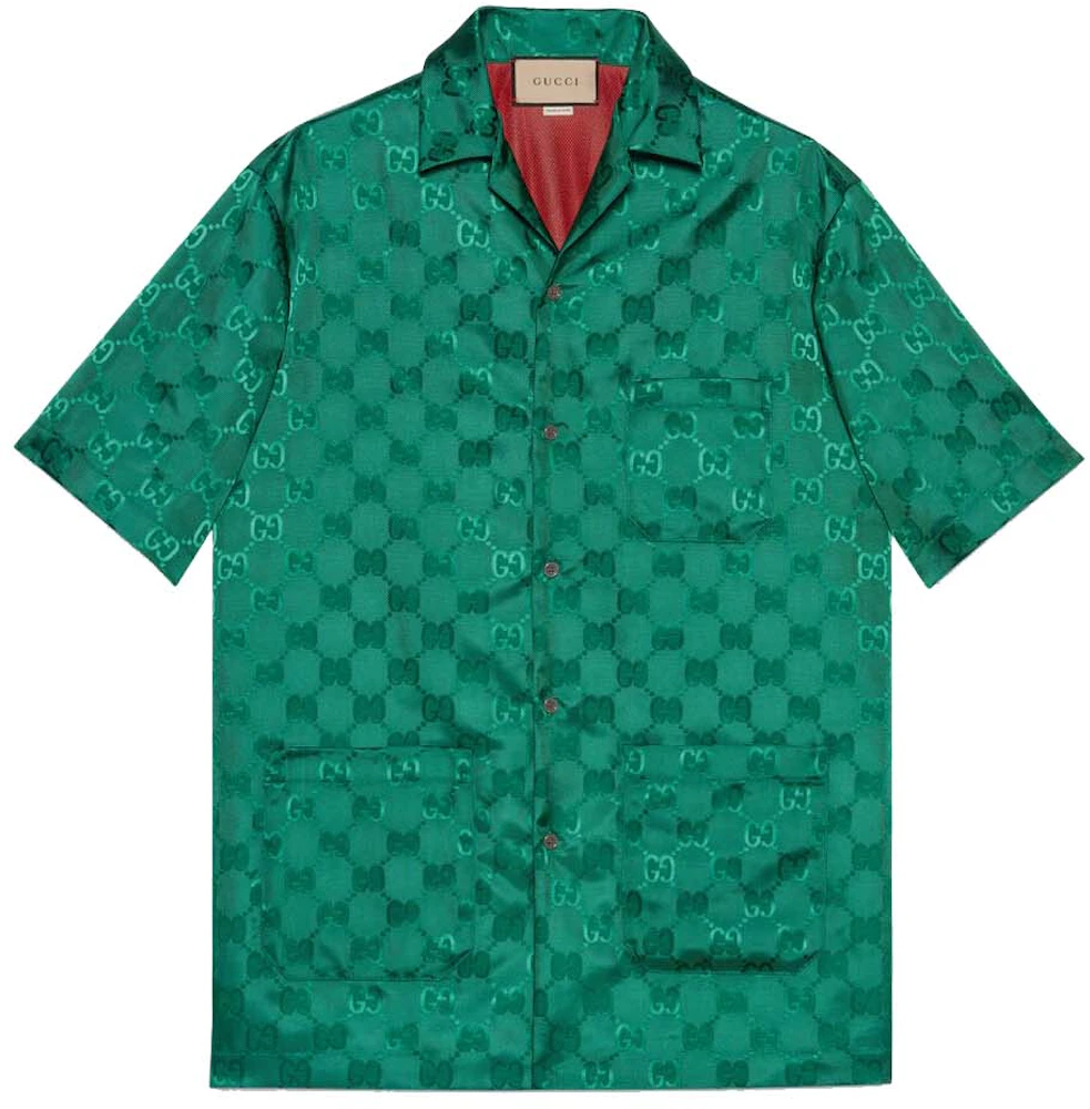Gucci GG Canvas Nylon Bowling Shirt Green