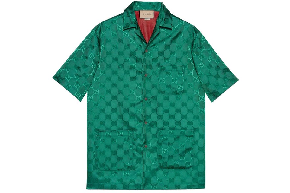 Gucci GG Canvas Nylon Bowling Shirt Green