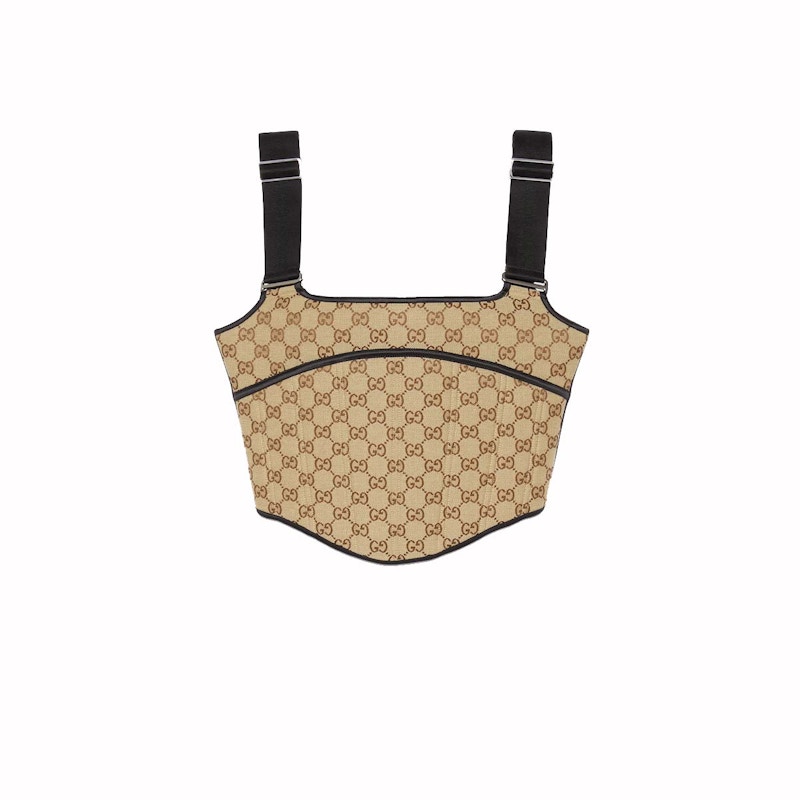 Pre-owned Gucci Women's Gg Canvas Top In Beige/ebony In Multi