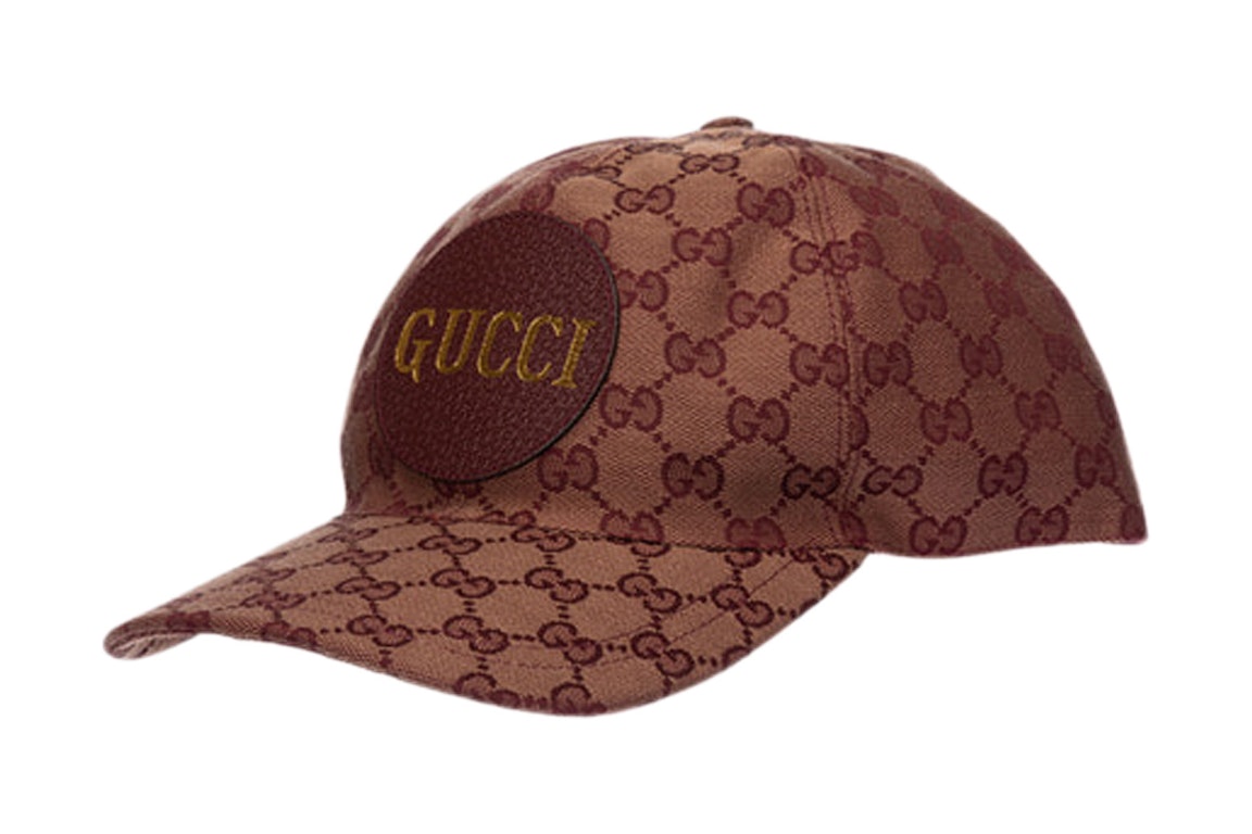 Pre-owned Gucci Gg Canvas Velcro Strap Baseball Cap Bordeaux