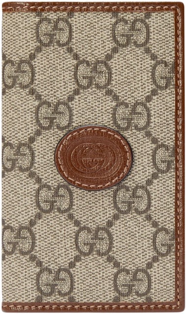 GG passport case with Interlocking G in beige and ebony Supreme