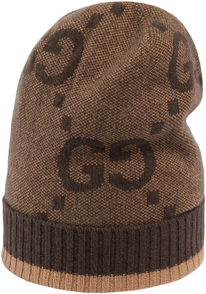 Gucci GG Cashmere Hat Beige/Dark Brown in Cashmere with GG Motif - US