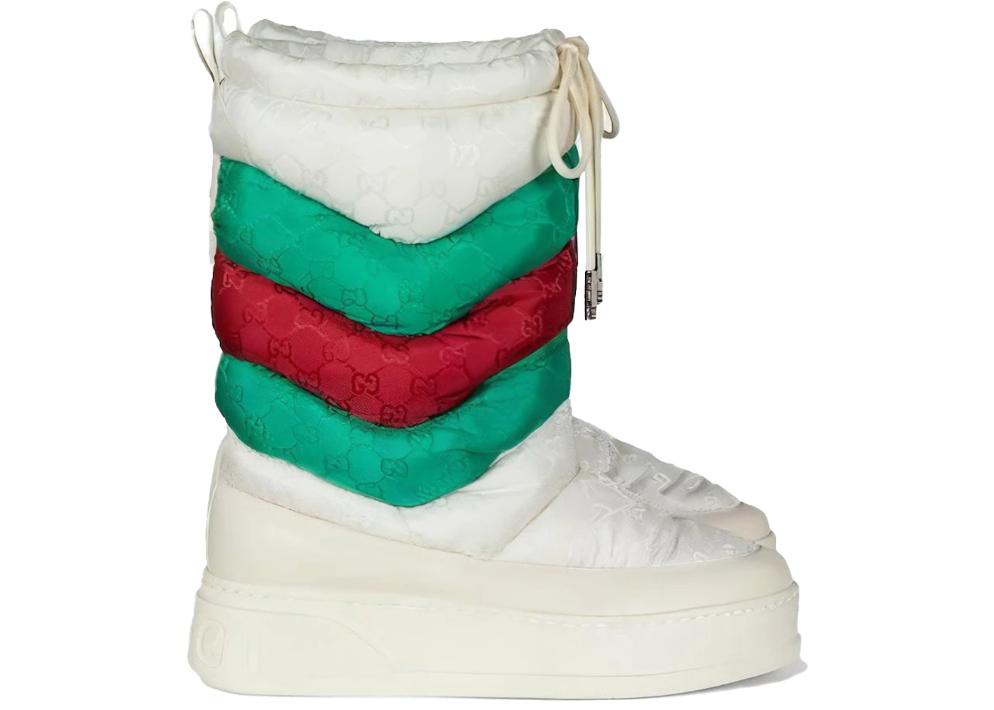 Gucci GG Chevron Boots White Green Red (Women's) 767234 FACPB