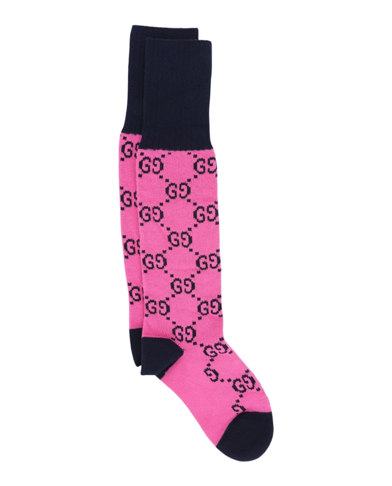 New Gucci GG women's sold socks size Large Pink Color AUTHENTIC