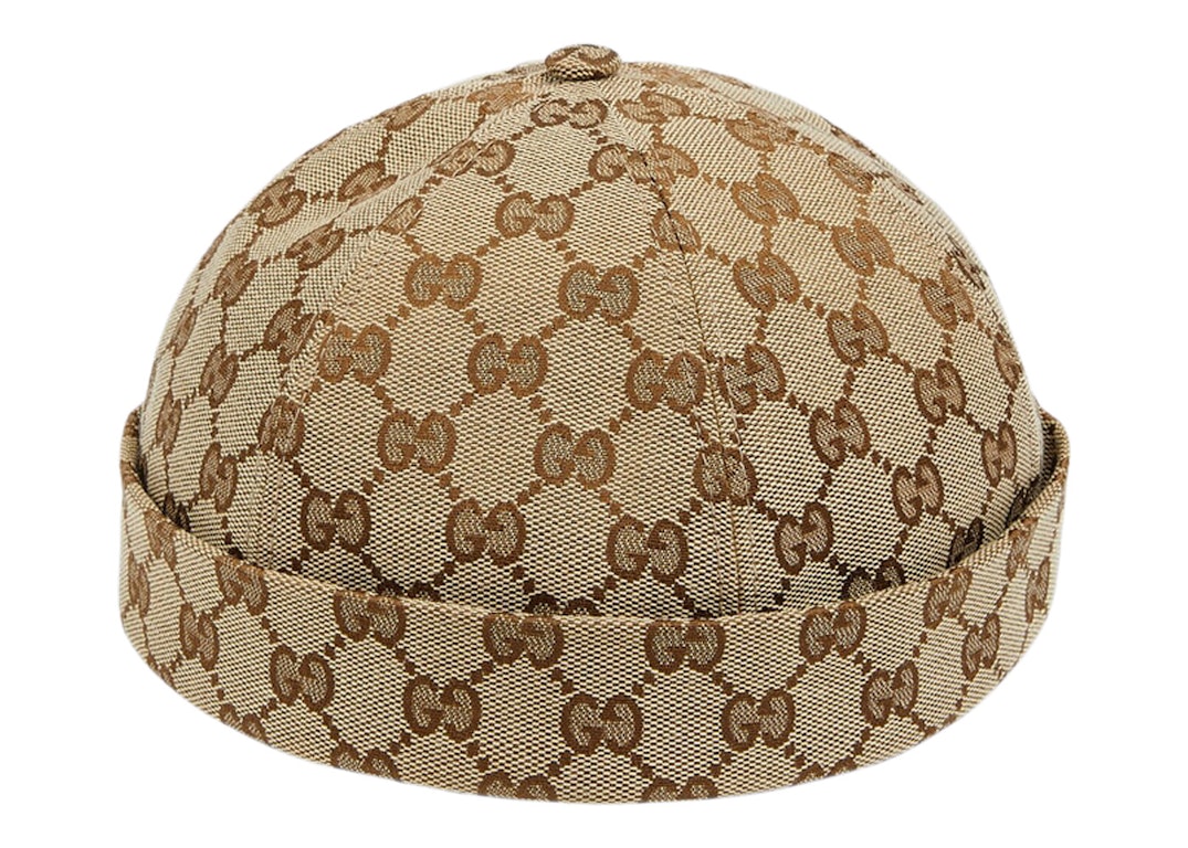 Pre-owned Gucci Gg Cotton Canvas Hat Beige/ebony