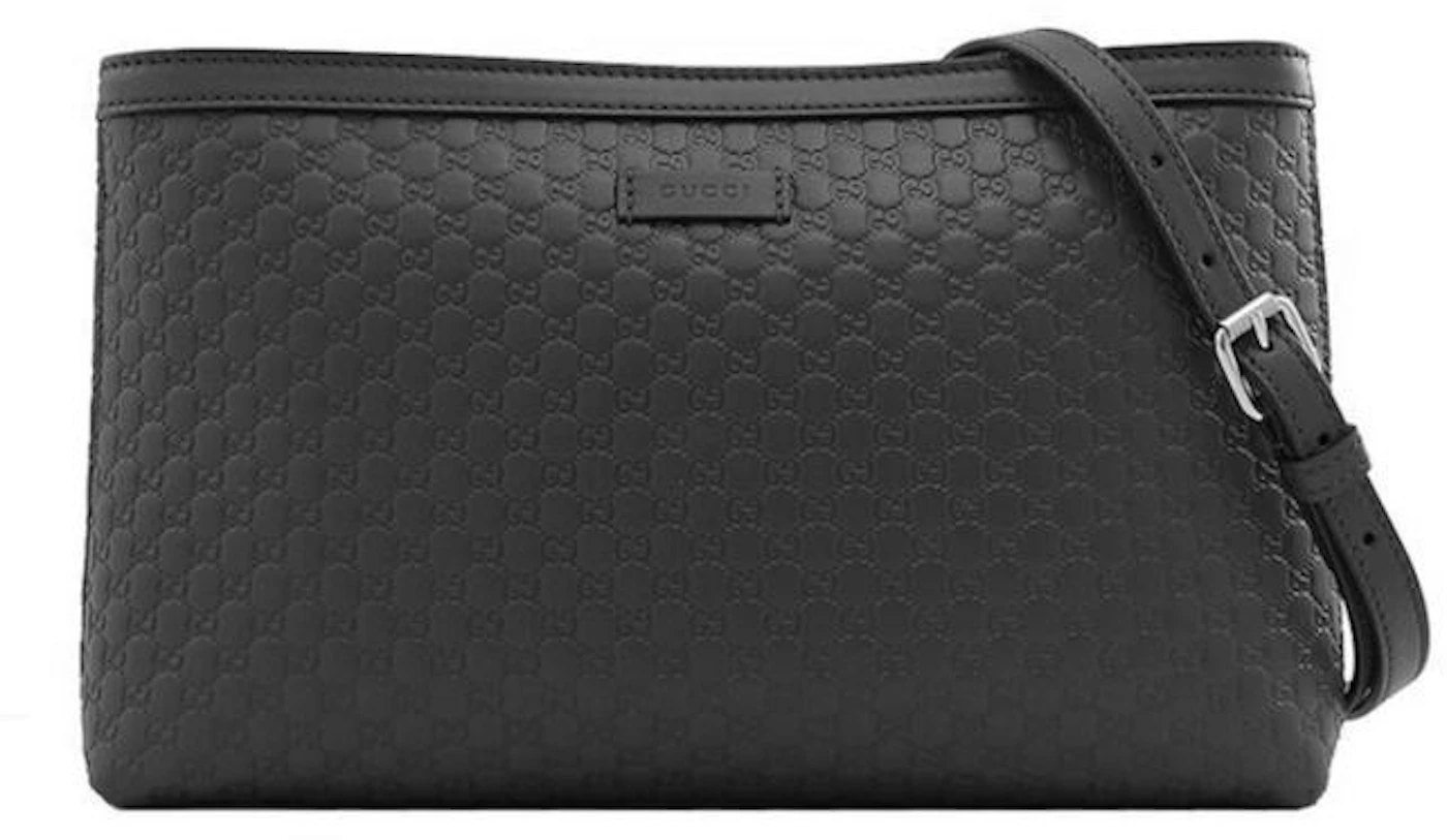 Authentic GUCCI Black Leather Micro GG Guccissima Boston Bag W