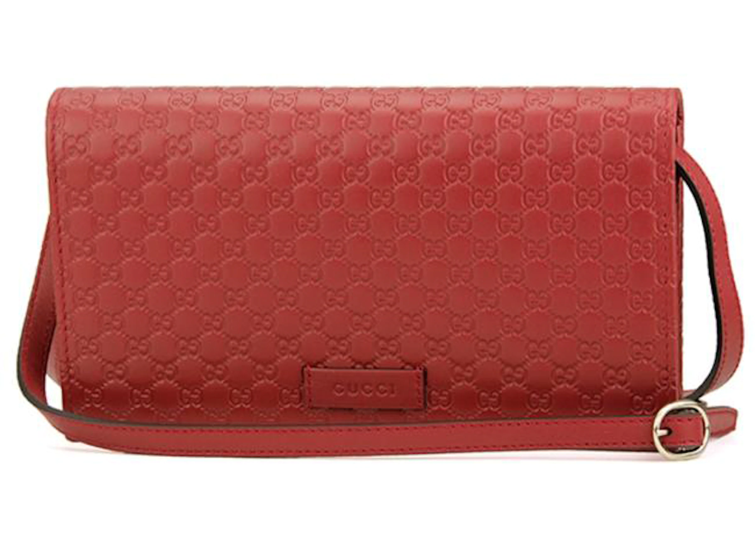 Zwijgend Achternaam industrie Gucci GG Crossbody Bag Micro Guccissima Red in Leather with Gold-tone - US