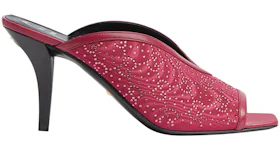 Gucci GG Crystal 75mm Heeled Sandal Cherry Red Moire Fabric