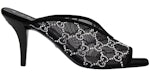 Sandalia de tacón Gucci GG Crystal 75mm Negro Mesh