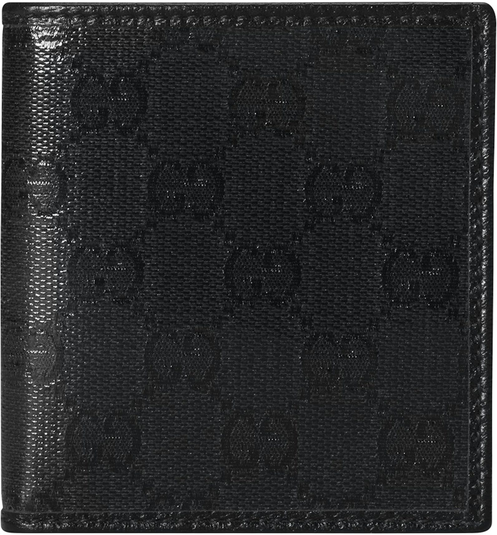 Vintage Gucci Black Leather Canvas Monogram Multi Fold Wallet 5