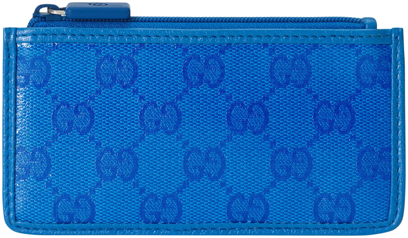 Gucci GG Crystal Card Case Blue in GG Crystal Canvas with Palladium ...