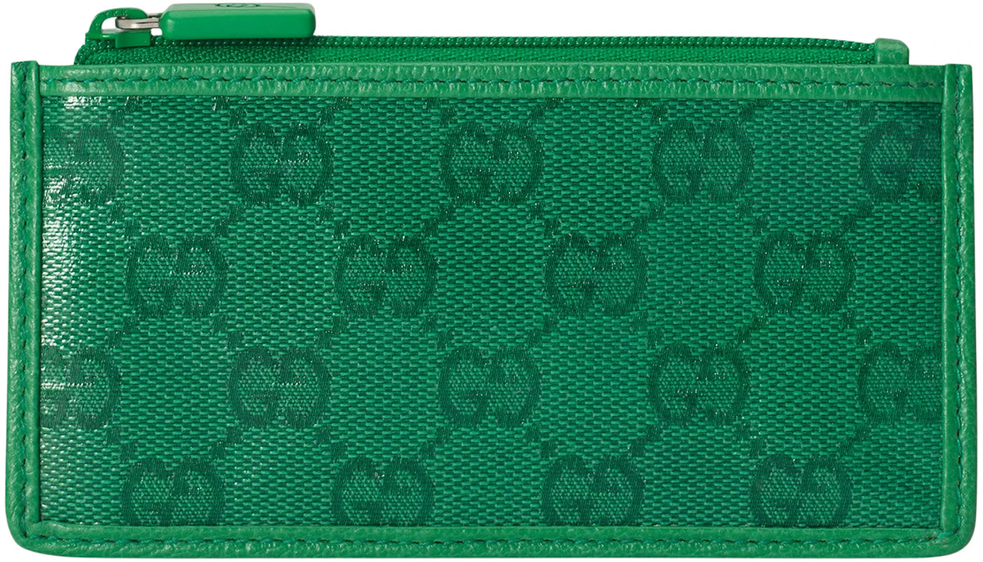 Gucci GG Crystal Card Case Green in GG Crystal Canvas with Palladium ...