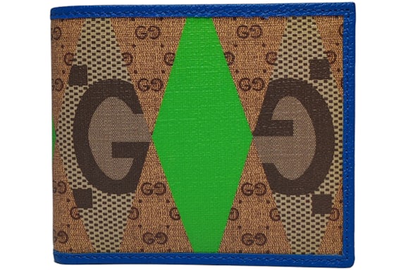 Gucci GG Diamond Print Bifold Wallet Beige/Green/Blue