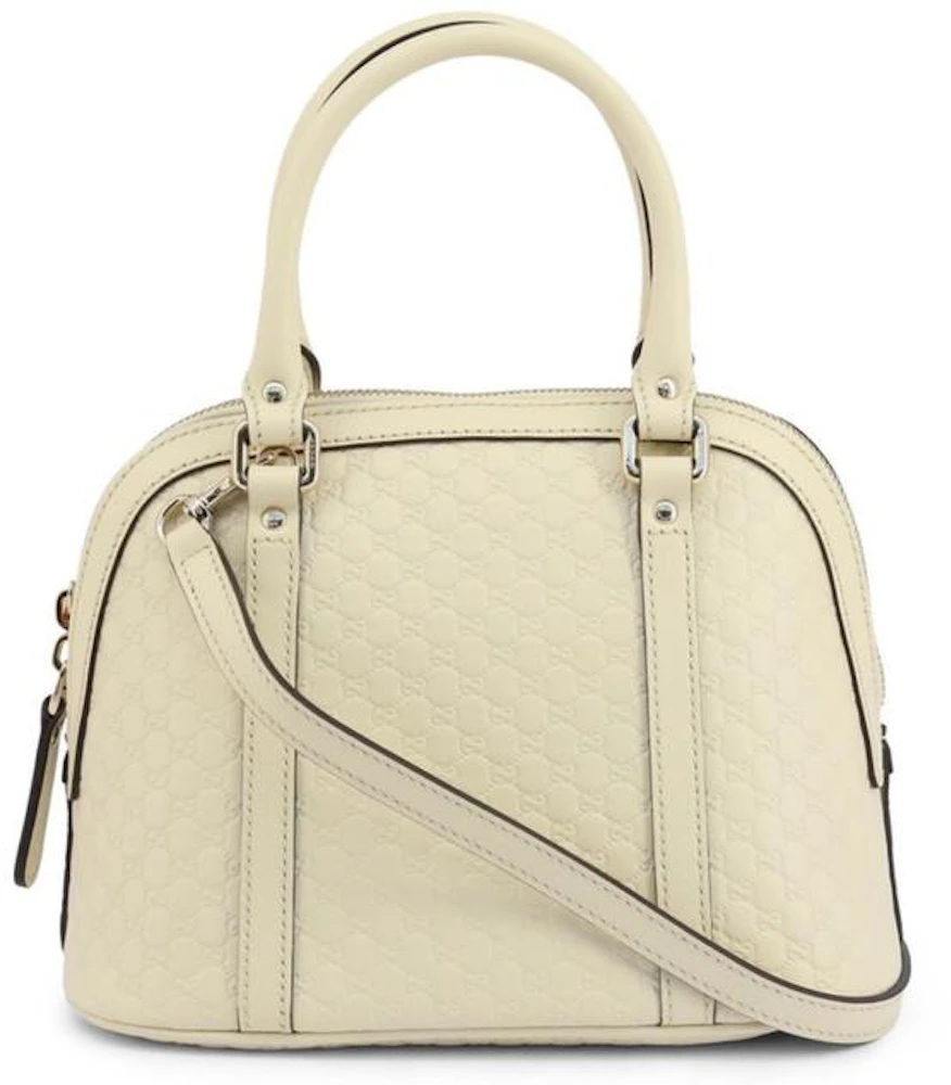 Gucci GG Dome Shoulder Bag Micro Guccissima White in Leather with Gold ...