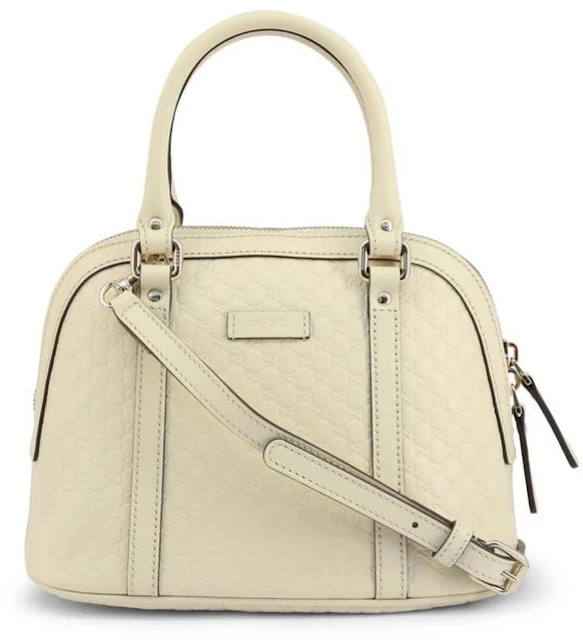 Gucci GG Dome Shoulder Bag Micro Guccissima White in Leather with Gold ...