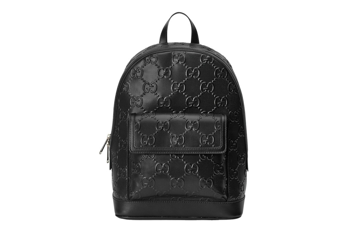 Pre-owned Gucci Gg Embossed Backpack Medium Black