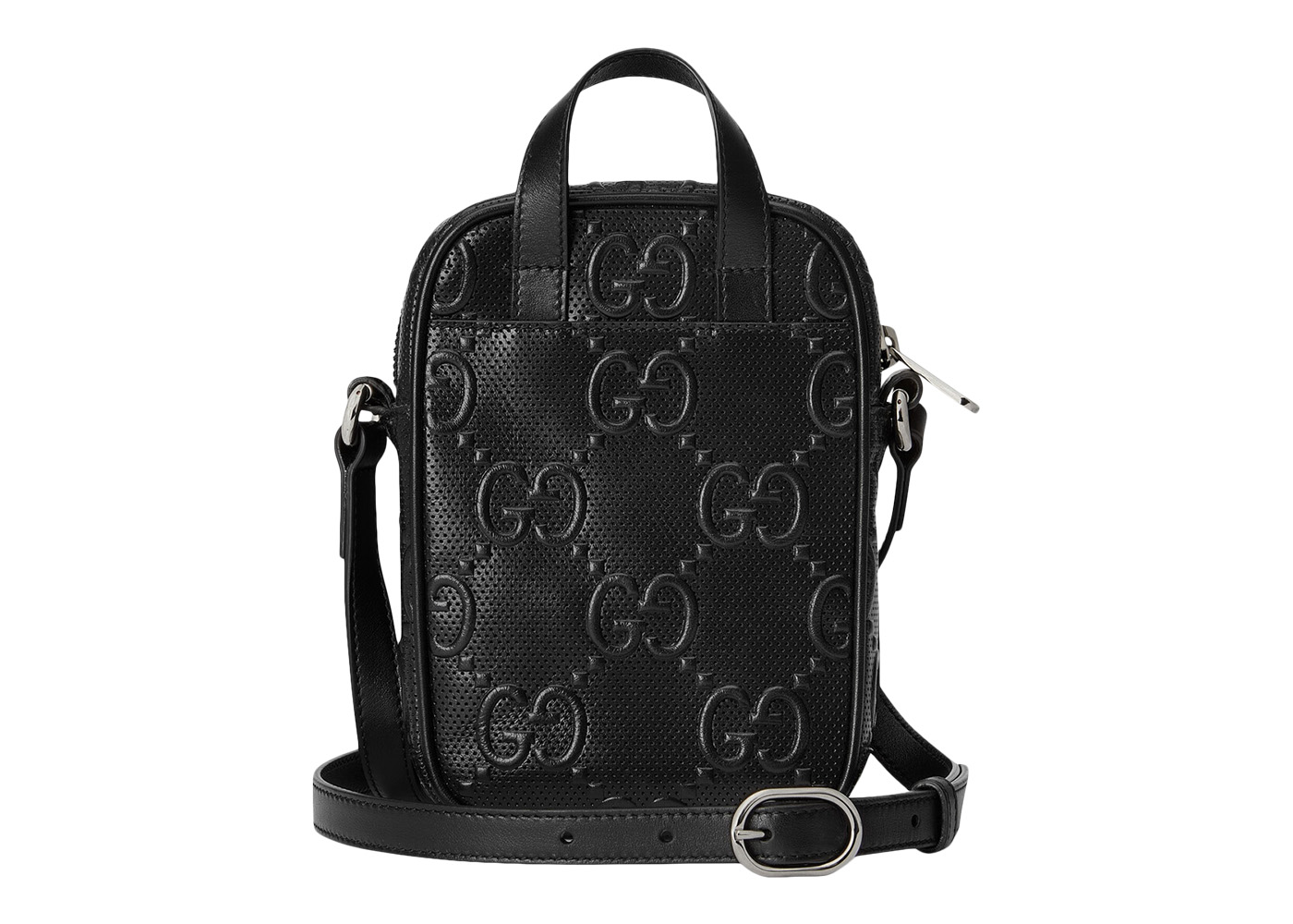 Gucci GG Embossed Bag Mini Black in Leather with Silver-tone - US
