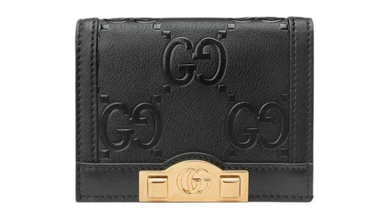 Gucci GG Embossed Card Case Wallet Black