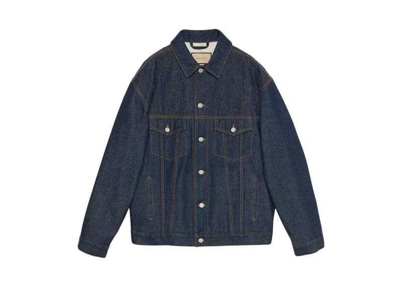 ジャケット・アウター Gucci denim jacket Gucci GG Embossed Detail Denim Jacket Blue メンズ - JP
