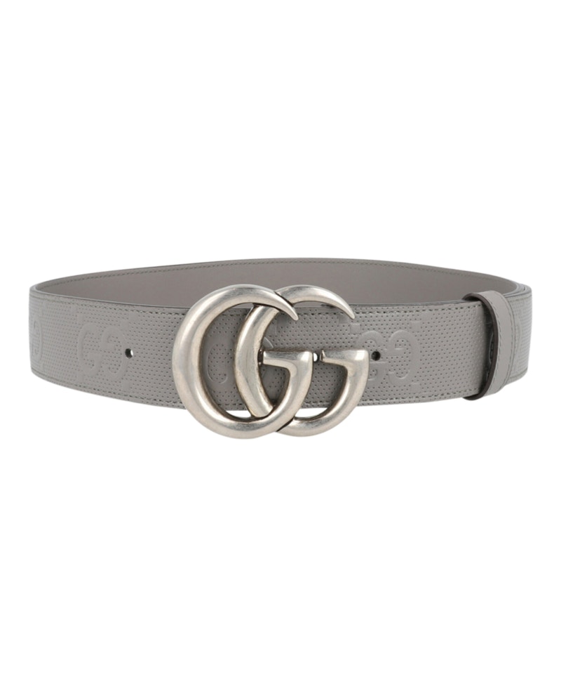 Gucci GG Embossed Leather Belt Grey