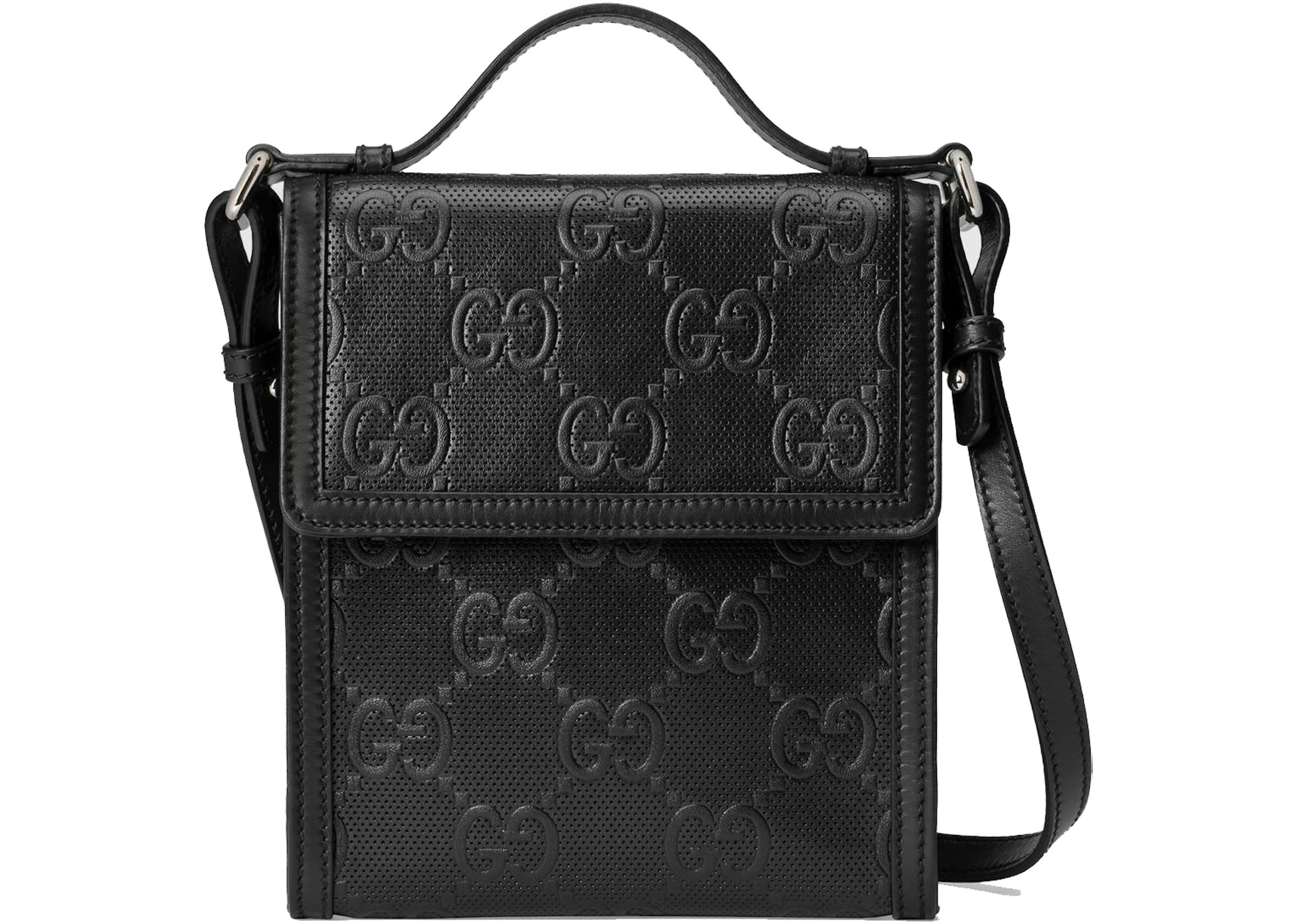 Gucci GG Embossed Messenger Bag Black
