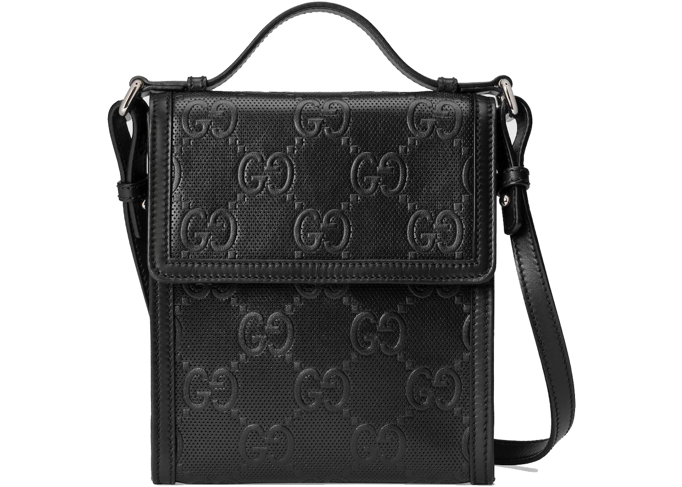 donante Tradicional cantante Gucci GG Embossed Messenger Bag Black in Leather with Silver-tone - US