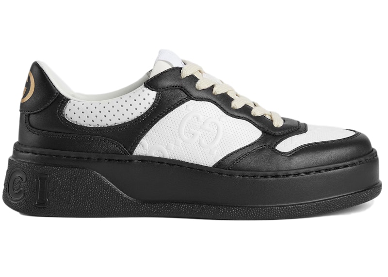 Gucci GG Embossed Sneaker Black White (Women's) - ‎684911