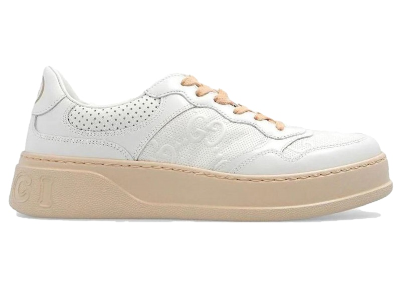 Gucci GG Embossed Sneaker White Beige (Women's) - 684911