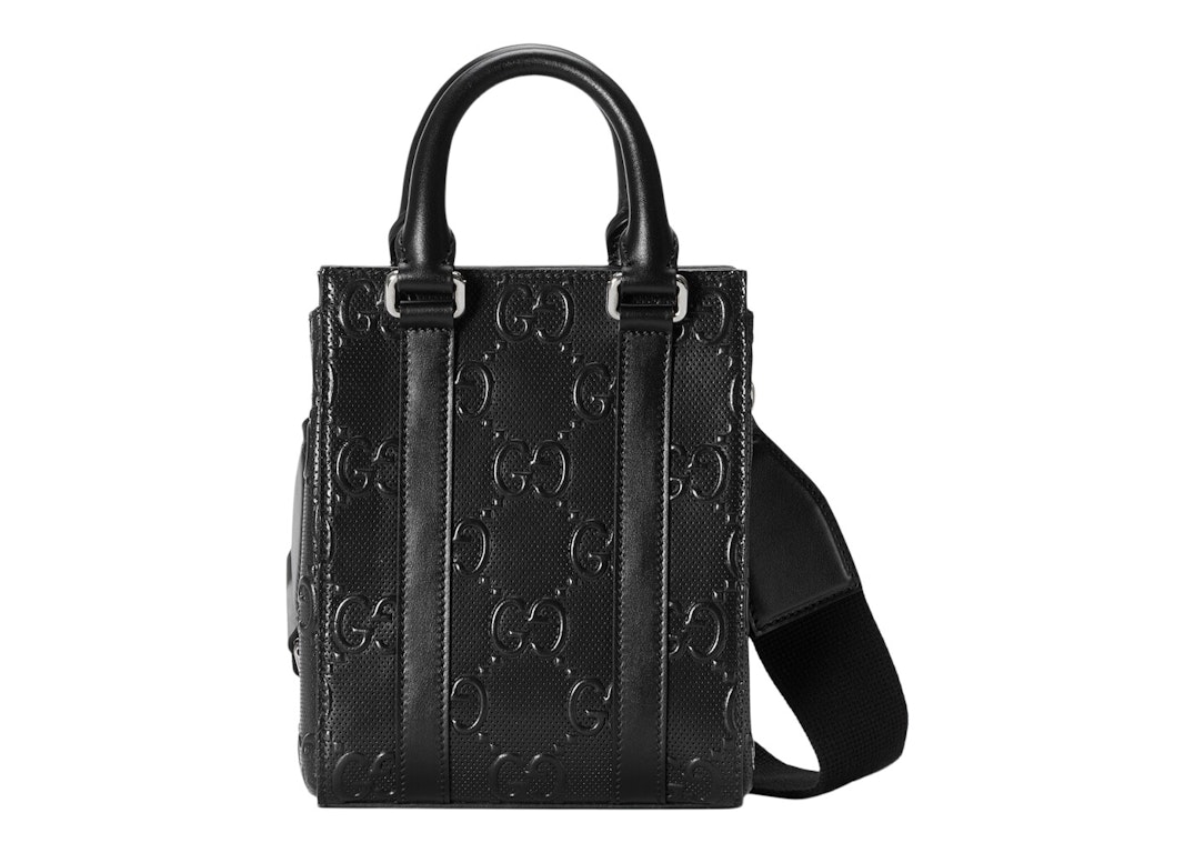 Pre-owned Gucci Gg Embossed Tote Bag Black