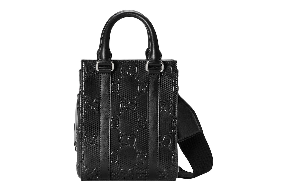 Pre-owned Gucci Gg Embossed Tote Bag Black