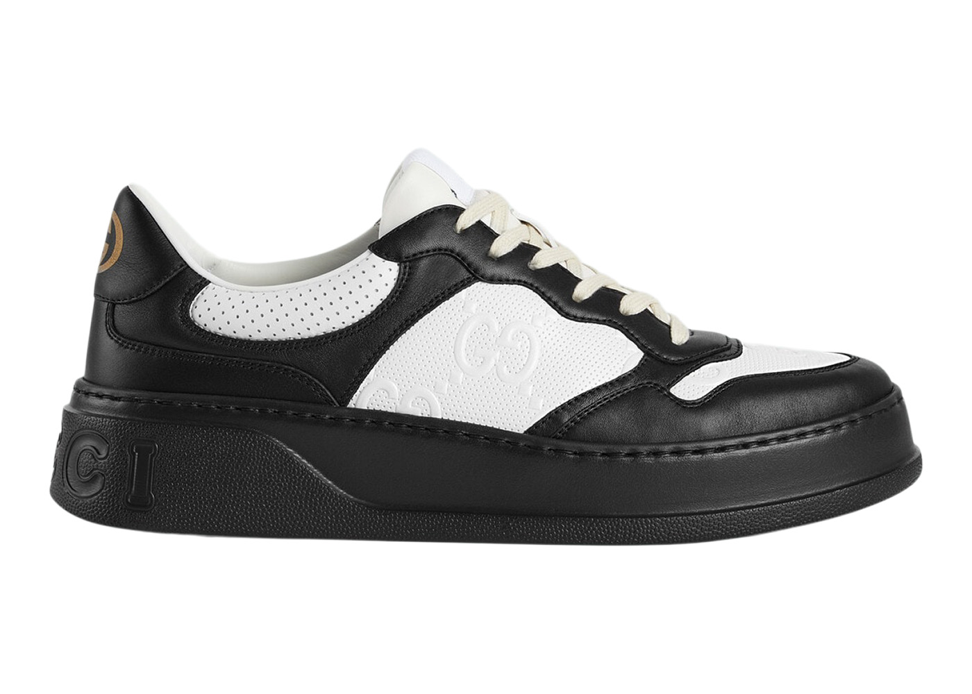 Gucci GG Embossed White Black Leather