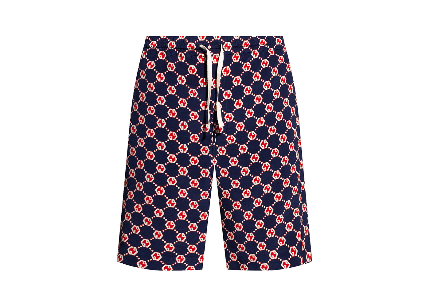 Gucci GG Hexagon Silk Crepe Shorts Blue/Ivory/Red - US