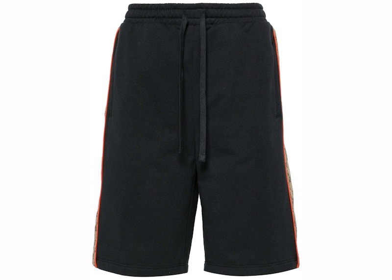 Pre-owned Gucci Men's Gg Insert Jogging Shorts In Black