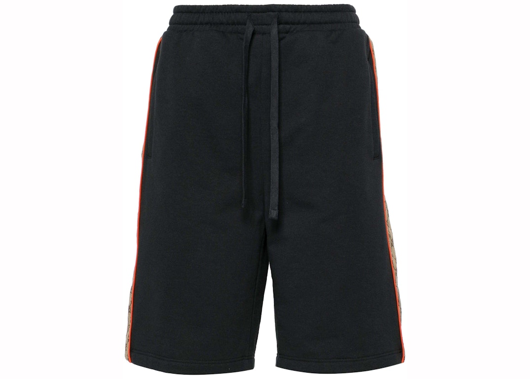 Pre-owned Gucci Gg Insert Jogging Shorts Black