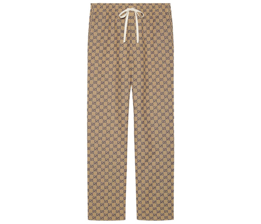 Pre-owned Gucci Gg Jacquard Canvas Track Pant Camel