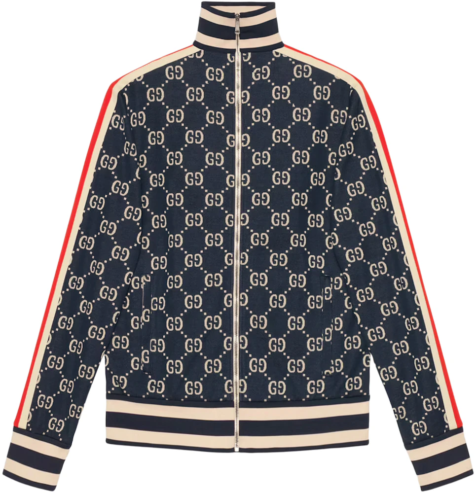 Gucci GG Jacquard Cotton Jacket Blue/Ivory Men's - US