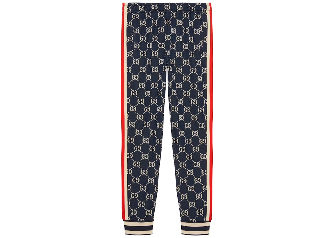 Pre-owned Gucci Gg Jacquard Jogging Pant Blue/ivory