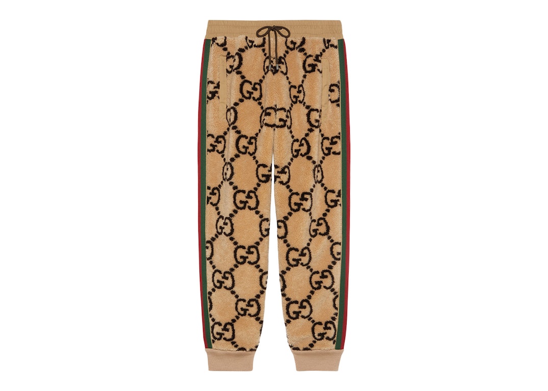 Pre-owned Gucci Gg Jacquard Jogging Wool Pant Beige/ebony/green/red