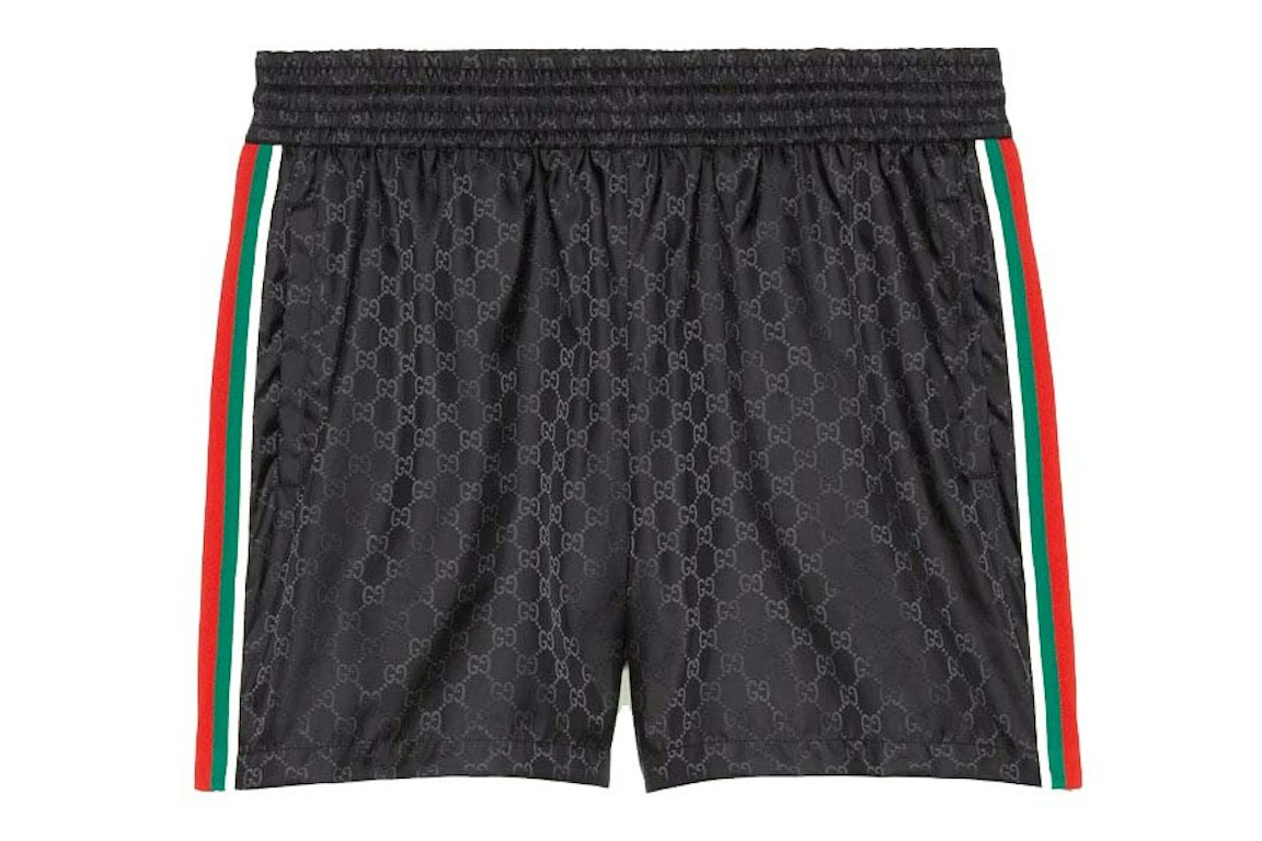 Pre-owned Gucci Gg Jacquard Nylon Swim Shorts Black
