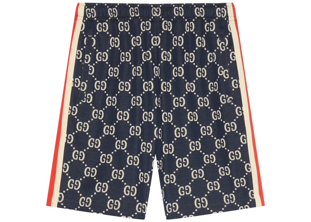 Pre-owned Gucci Gg Jacquard Shorts Blue/ivory