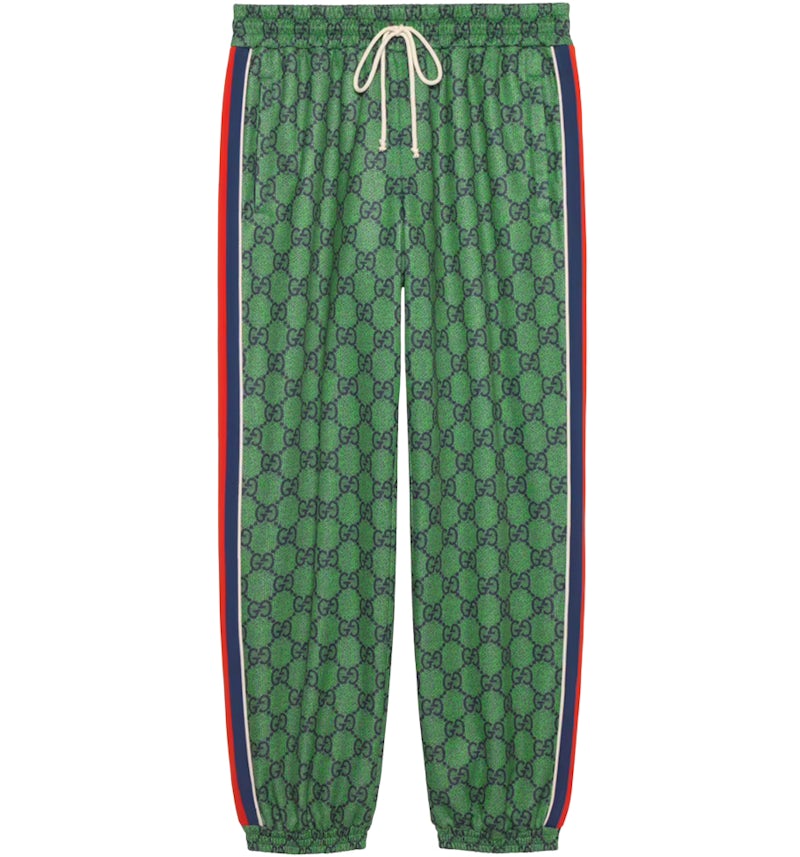 Pantalón Gucci GG Jersey JoGGing con Web Verde/Azul Oscuro Hombre MX